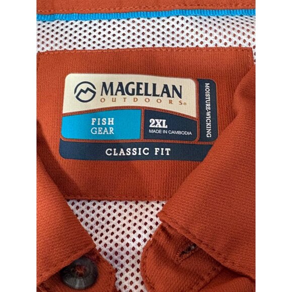 MAGELLAN MENS OUTDOOR SHIRT ROLL TAB SLEEVE 2XL FISHING GEAR BURNT ORANGE - Picture 9 of 11